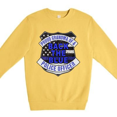 Back The Blue Thin Blue Line Proud Grandma Police Officer Cute Gift Premium Crewneck Sweatshirt