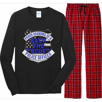 Back The Blue Thin Blue Line Proud Grandma Police Officer Cute Gift Long Sleeve Pajama Set