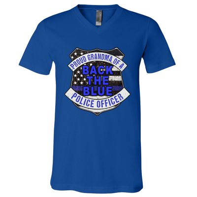 Back The Blue Thin Blue Line Proud Grandma Police Officer Cute Gift V-Neck T-Shirt