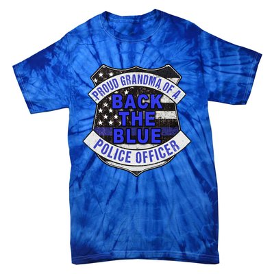 Back The Blue Thin Blue Line Proud Grandma Police Officer Cute Gift Tie-Dye T-Shirt