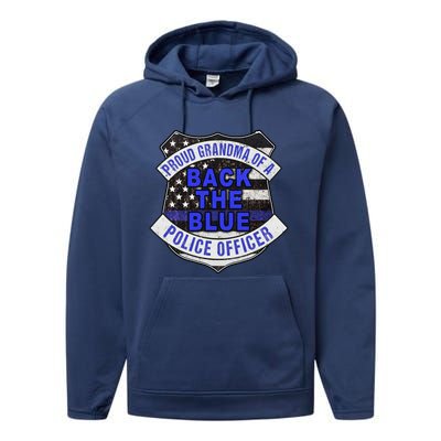 Back The Blue Thin Blue Line Proud Grandma Police Officer Cute Gift Performance Fleece Hoodie