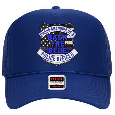 Back The Blue Thin Blue Line Proud Grandma Police Officer Cute Gift High Crown Mesh Back Trucker Hat