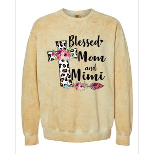 Blessed To Be Called Mom And Mimi Funny Mimi Gift Colorblast Crewneck Sweatshirt