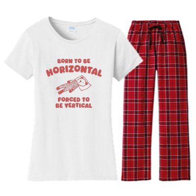 Born To Be Horizontal Women's Flannel Pajama Set