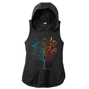 Butterfly Tree Beautiful  Ladies PosiCharge Tri-Blend Wicking Draft Hoodie Tank