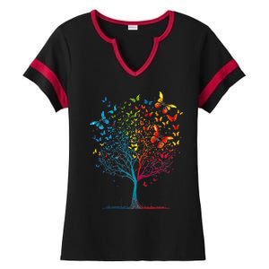 Butterfly Tree Beautiful  Ladies Halftime Notch Neck Tee