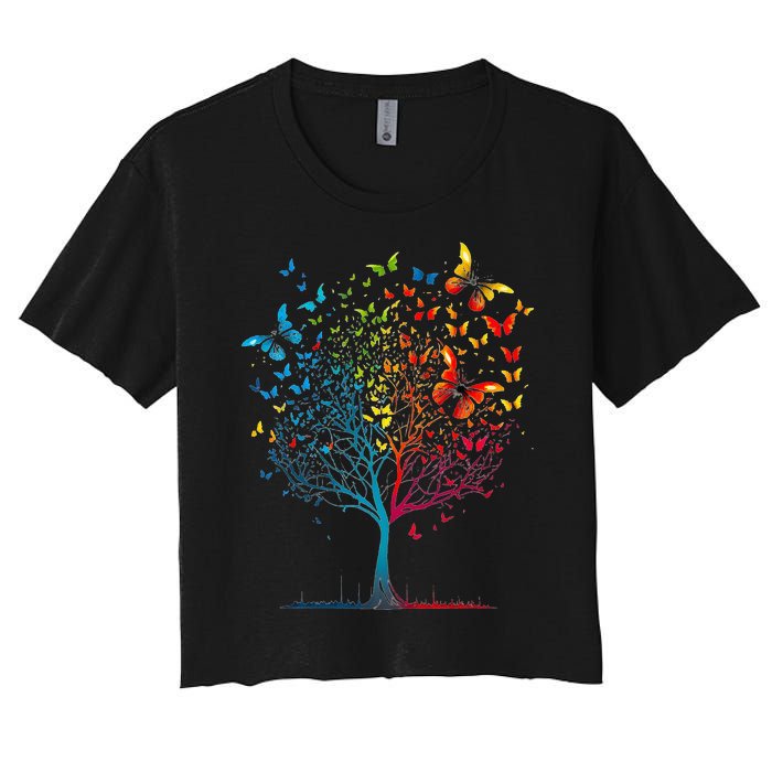 Butterfly Tree Beautiful  Women's Crop Top Tee