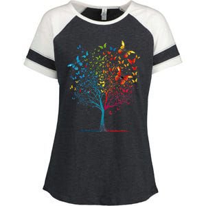 Butterfly Tree Beautiful  Enza Ladies Jersey Colorblock Tee