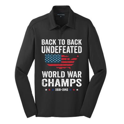 Back To Back Undefeated World War Champs Silk Touch Performance Long Sleeve Polo