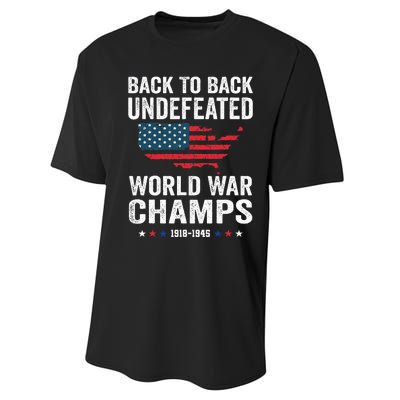 Back To Back Undefeated World War Champs Performance Sprint T-Shirt