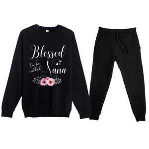 Blessed To Be Nana Grandma MotherS Day Christmas Premium Crewneck Sweatsuit Set