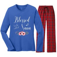 Blessed To Be Nana Grandma MotherS Day Christmas Women's Long Sleeve Flannel Pajama Set 