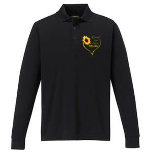 Blessed To Be Called Memaw Sunflower Heart Performance Long Sleeve Polo