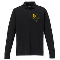 Blessed To Be Called Memaw Sunflower Heart Performance Long Sleeve Polo