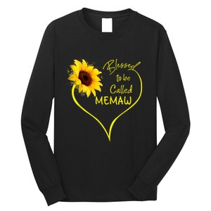 Blessed To Be Called Memaw Sunflower Heart Long Sleeve Shirt