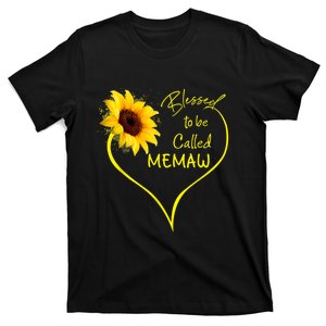 Blessed To Be Called Memaw Sunflower Heart T-Shirt