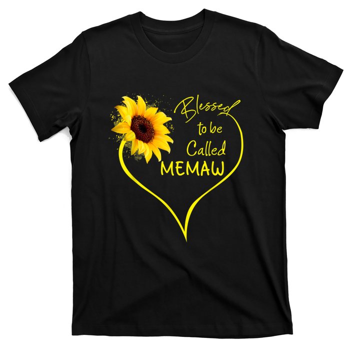 Blessed To Be Called Memaw Sunflower Heart T-Shirt