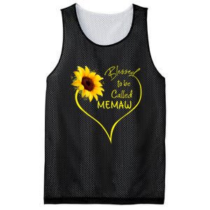 Blessed To Be Called Memaw Sunflower Heart Mesh Reversible Basketball Jersey Tank