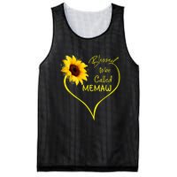 Blessed To Be Called Memaw Sunflower Heart Mesh Reversible Basketball Jersey Tank