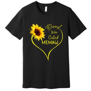 Blessed To Be Called Memaw Sunflower Heart Premium T-Shirt