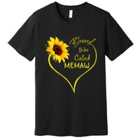 Blessed To Be Called Memaw Sunflower Heart Premium T-Shirt