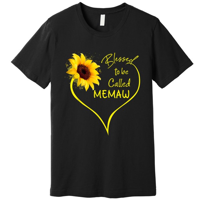 Blessed To Be Called Memaw Sunflower Heart Premium T-Shirt