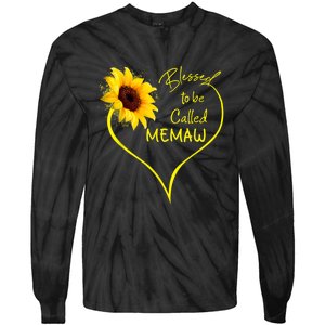 Blessed To Be Called Memaw Sunflower Heart Tie-Dye Long Sleeve Shirt