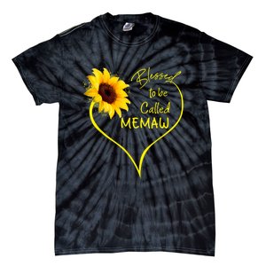 Blessed To Be Called Memaw Sunflower Heart Tie-Dye T-Shirt