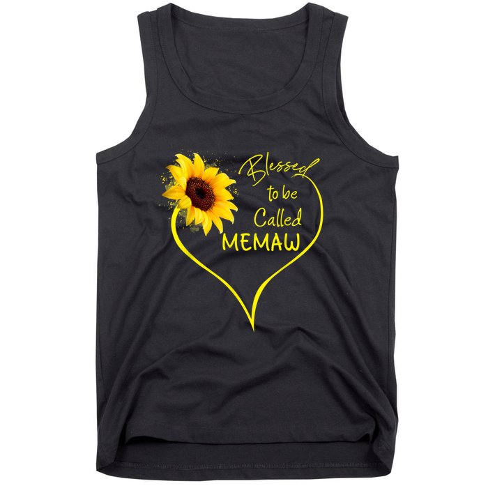 Blessed To Be Called Memaw Sunflower Heart Tank Top