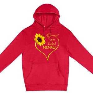 Blessed To Be Called Memaw Sunflower Heart Premium Pullover Hoodie