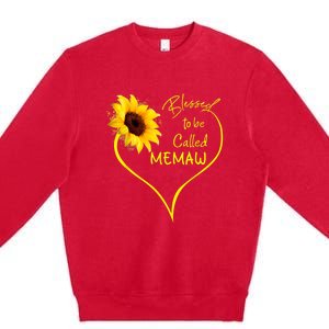 Blessed To Be Called Memaw Sunflower Heart Premium Crewneck Sweatshirt