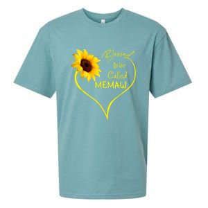 Blessed To Be Called Memaw Sunflower Heart Sueded Cloud Jersey T-Shirt