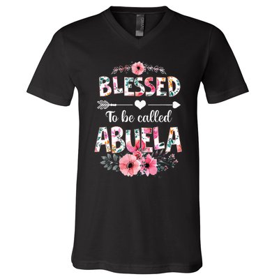 Blessed To Be Called Abuela Funny Abuela Mothers Day V-Neck T-Shirt