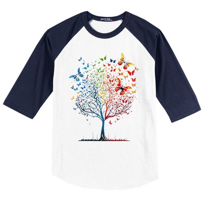 Butterfly Tree Beautiful Graphic Baseball Sleeve Shirt