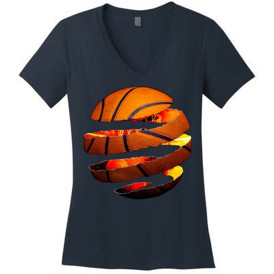 Basketball Tear Women's V-Neck T-Shirt