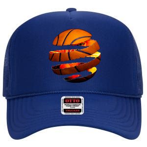 Basketball Tear High Crown Mesh Back Trucker Hat