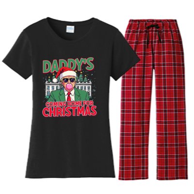 Bubblegum Trump Blowing Christmas Trump Women's Flannel Pajama Set