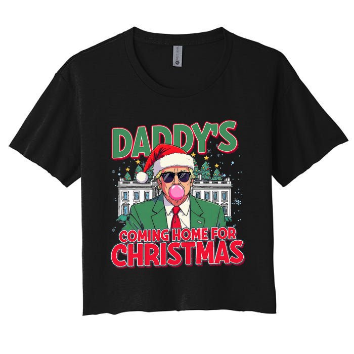 Bubblegum Trump Blowing Christmas Trump Women's Crop Top Tee