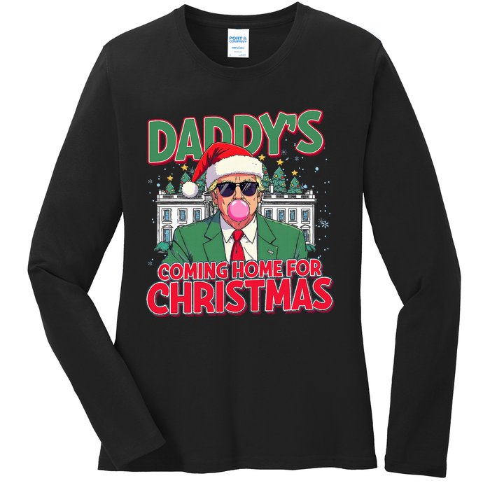 Bubblegum Trump Blowing Christmas Trump Ladies Long Sleeve Shirt