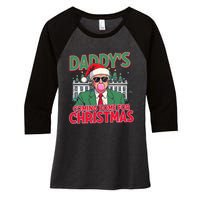 Bubblegum Trump Blowing Christmas Trump Women's Tri-Blend 3/4-Sleeve Raglan Shirt