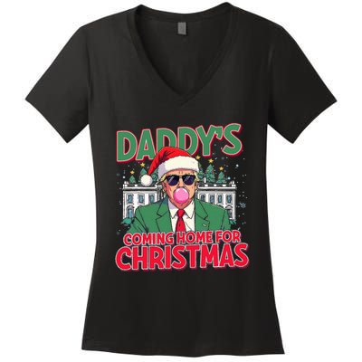 Bubblegum Trump Blowing Christmas Trump Women's V-Neck T-Shirt