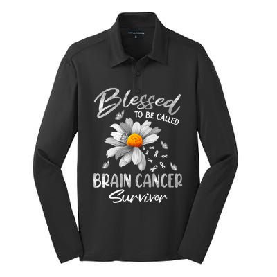 Blessed To Be Called Brain Cancer Survivor Gift Silk Touch Performance Long Sleeve Polo