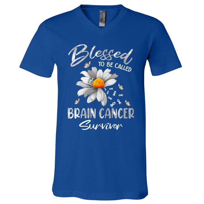 Blessed To Be Called Brain Cancer Survivor Gift V-Neck T-Shirt