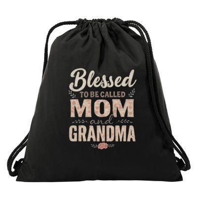 Blessed to Be Called Mom and Grandma Drawstring Bag