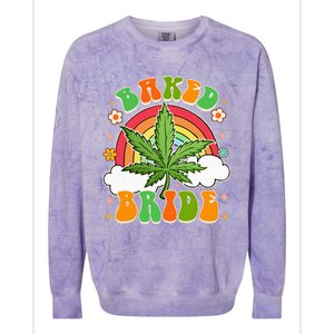 Bride To Be Cannabis Weed Lover Baked Bride Bachelorette Colorblast Crewneck Sweatshirt