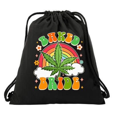 Bride To Be Cannabis Weed Lover Baked Bride Bachelorette Drawstring Bag