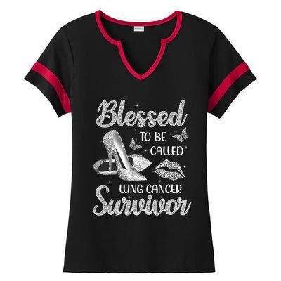 Blessed To Be Called Lung Cancer Survivor High Heels Ladies Halftime Notch Neck Tee