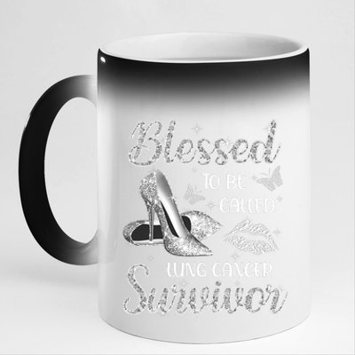 Blessed To Be Called Lung Cancer Survivor High Heels 11oz Black Color Changing Mug