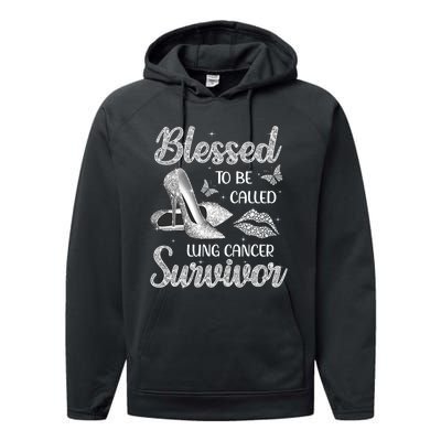 Blessed To Be Called Lung Cancer Survivor High Heels Performance Fleece Hoodie