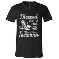 Blessed To Be Called Lung Cancer Survivor High Heels V-Neck T-Shirt